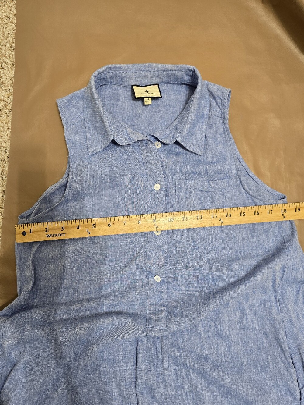 Tuckernuck Chambray Sleeveless Callahan Shirt Dress Sz M Blue Cotton Linen - Picture 9 of 9